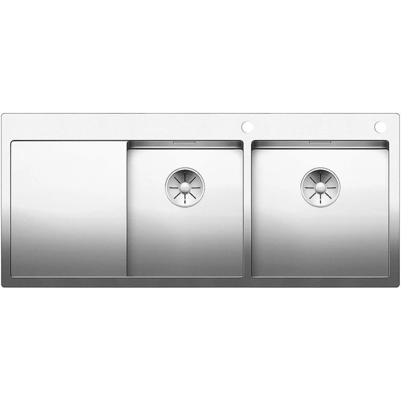 Кухненска мивка BLANCO CLARON 8S-IF/А С ДЯСНО КОРИТО, за вграждане, с две корита, от неръждаема стомана 521651